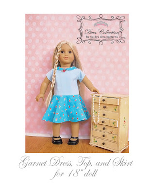 http://www.tiedyedivapatterns.com/product/garnet-dress-top-and-skirt-pattern-for-18-doll-like-american-girl