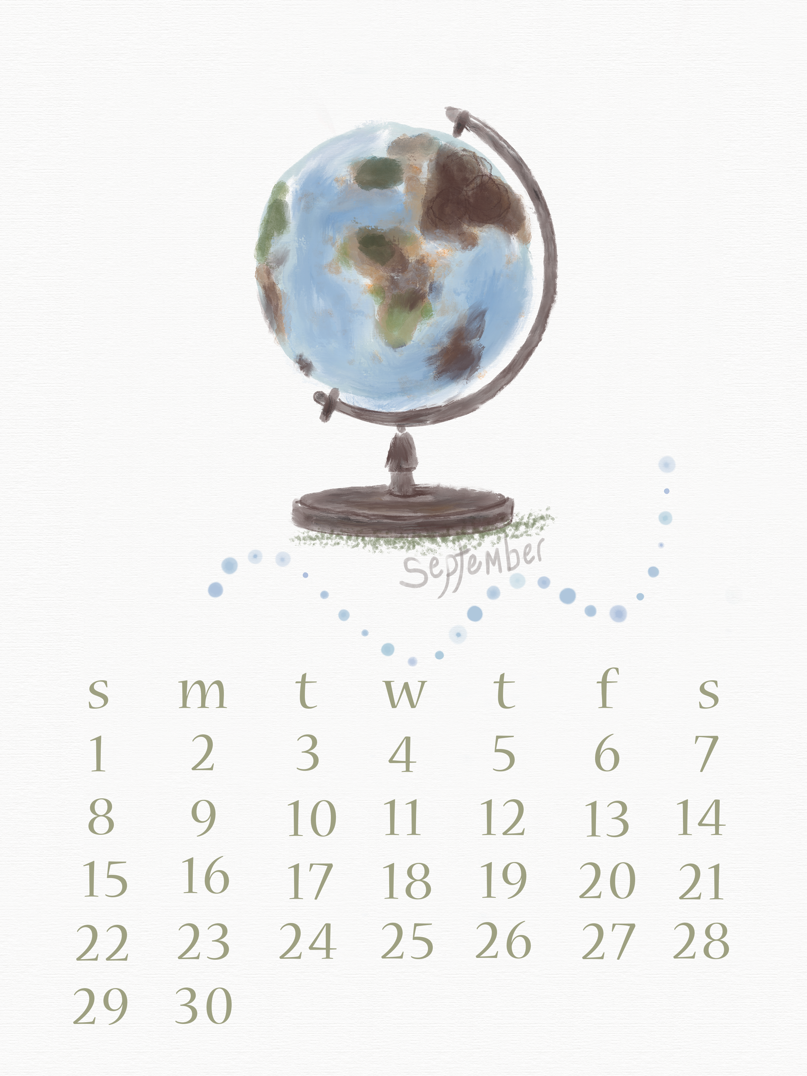 September  2024 illustration Calendar by Urban Jipse Design Co