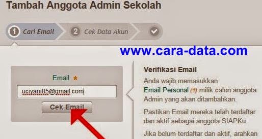 Masukkan Email dan Cek