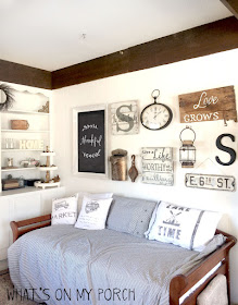 farmhouse gallery wall and daybed