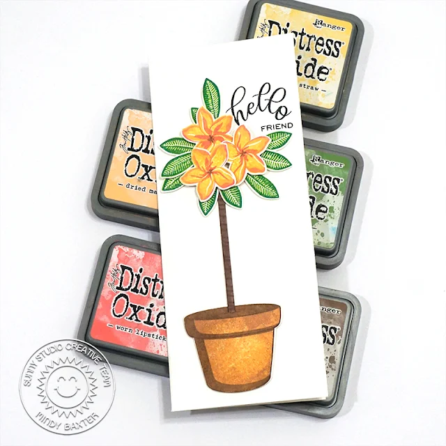 Sunny Studio Stamps: Potted Rose Radiant Plumeria Friendship Card by Mindy Baxter