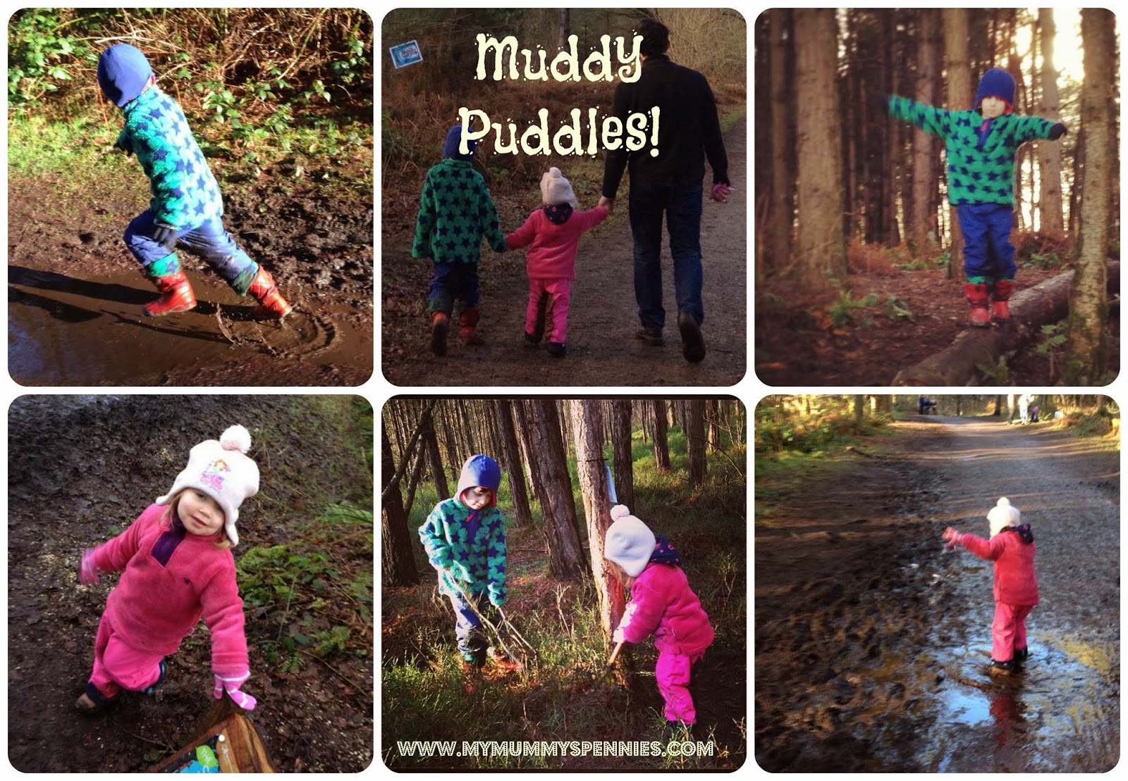jumping in muddy puddles