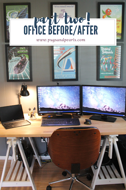 Home Office Makeover with the Kallax Desk from IKEA // ww.pugsandpearls.com