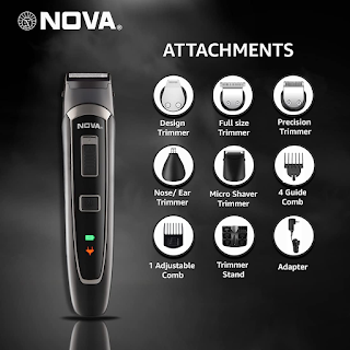 Nova NG 1150 Cordless and Rechargeable Multi Grooming Trimmer for Men Runtime: 60 Mins (Black)