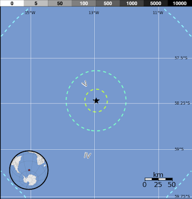 Epicentro terremoto 6,6 grados en islas Sandwich del Sur, 24 de Octubre 2013