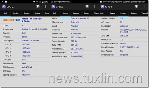 Benchmark Accessgo Gotune 3i CPU-Z