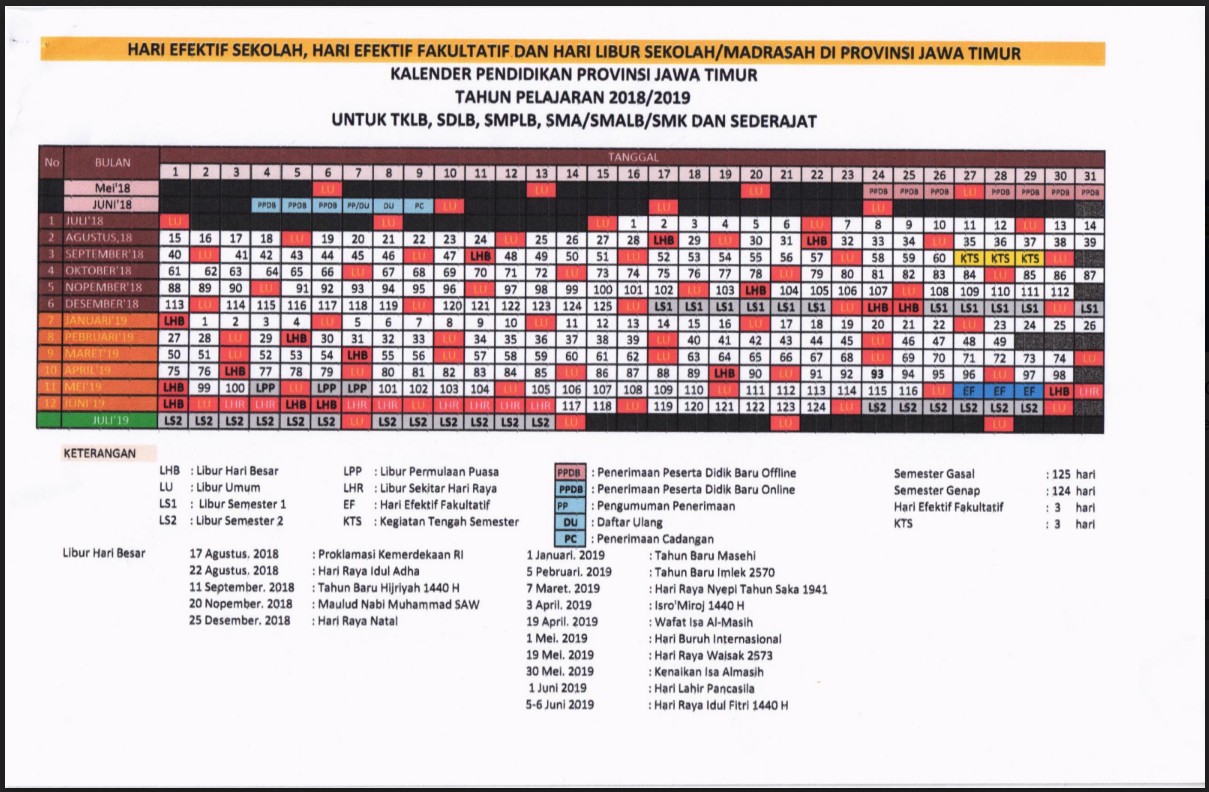 Kalender Pendidikan SMA SMK Tahun 2019 2019 SekolahSD 