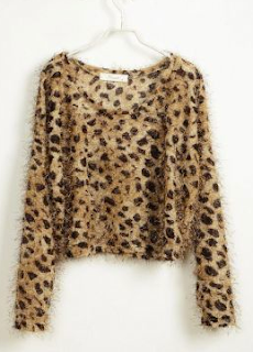 Leopard Furry Long Sleeve Sweater