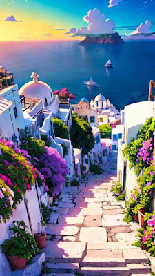 Santorini Greece Mobile Wallpaper is a free high resolution image for Smartphone iPhone and mobile phone.