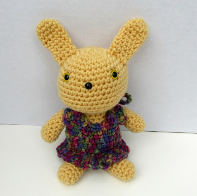 Golden Bunny Girl in handmade crochet