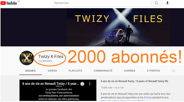 Twizy X-Files : 2000 abonnés sur YouTube !