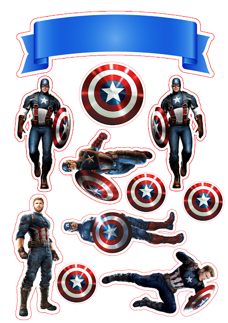 Captain America: Free Printable Cake and Cupcake Toppers.