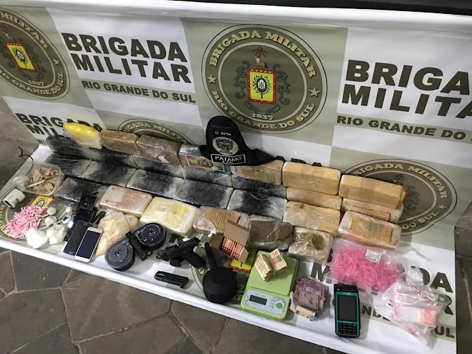 GRAVATAÍ | Brigada Militar apreende 26 kg de drogas e 1 pistola