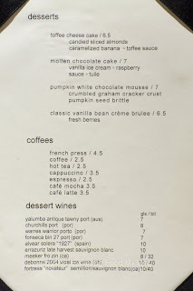 Thyme Dessert Menu