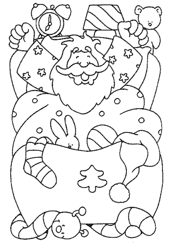 Desenhos Para Colorir papai noel com saco de presentes