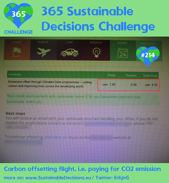 Carbon offsetting flight, i.e.paying for CO2 emission donating sustainability sustainable living