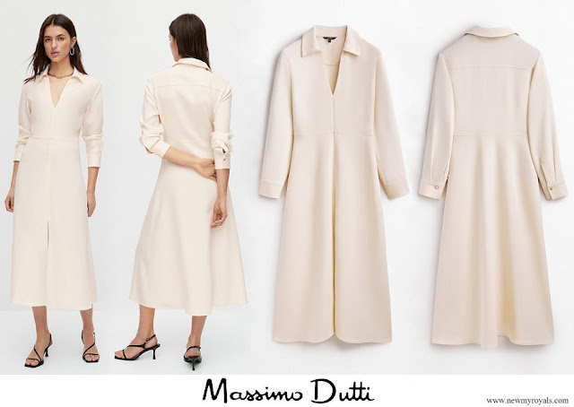 Queen Maxima wore Massimo Dutti long dress with shirt collar