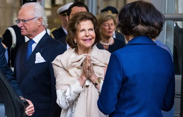 Crown Princess Victoria wore a pleated long dress by H&M. Jenni Haukio, Queen Silvia, Prince Daniel, Prince Carl Philip and Princess Sofia