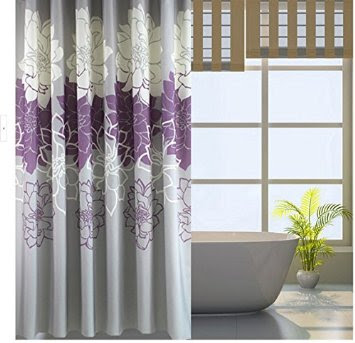 printed flora purple and grey curtains