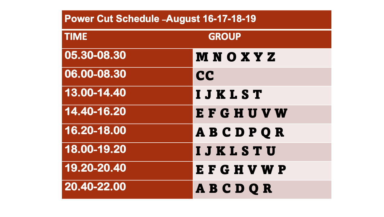 power-cut-time-table-16-17-18-19