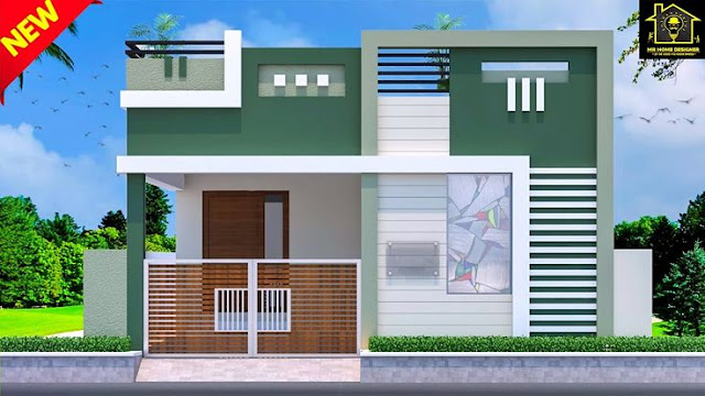 village single floor home front design