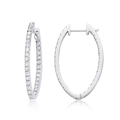 Oval Diamond Hoop Earrings