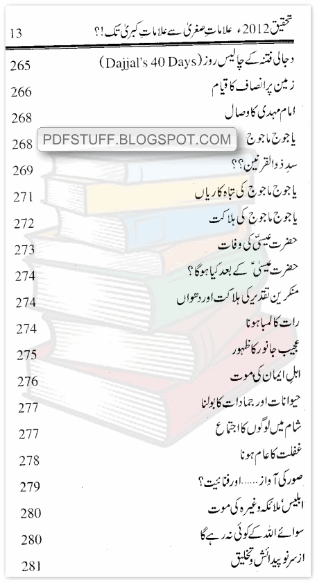 contents of Urdu book December 2012 Qayamat K Qaim Hone Ka Mahina Hai?