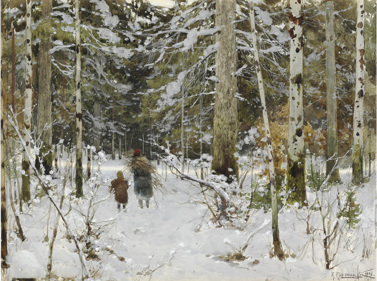 Woods in Winter, Watercolor