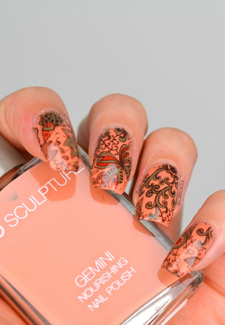 floral water decal nail art