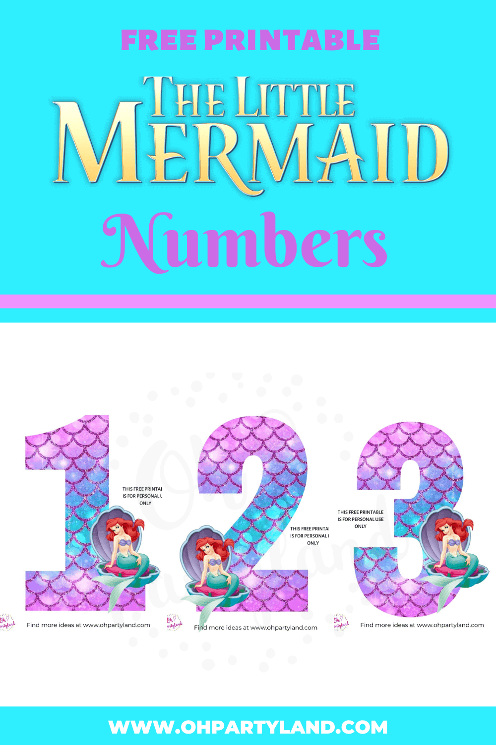 free printable little the mermaid numbers