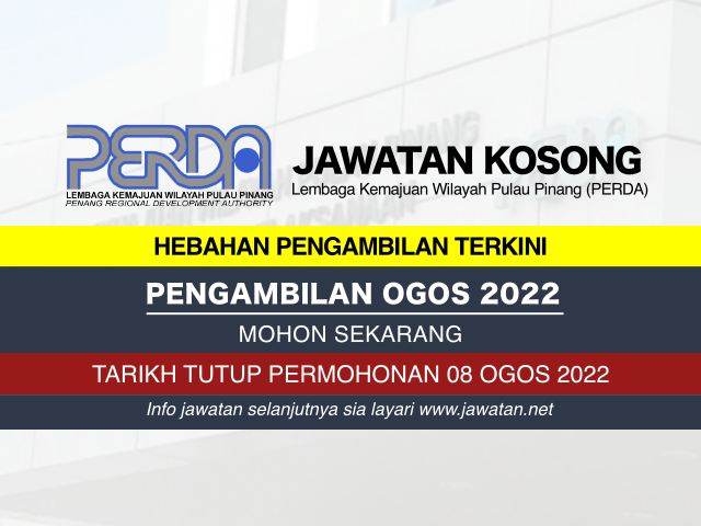 Jawatan Kosong PERDA Ogos 2022