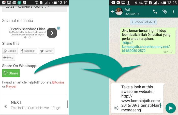 Whatsapp Sharing Button Di Blog