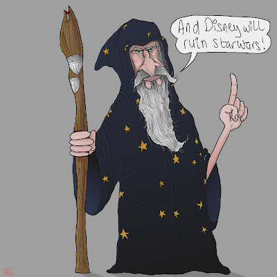 Cartoon of Merlin predicting Disney ruining Star Wars