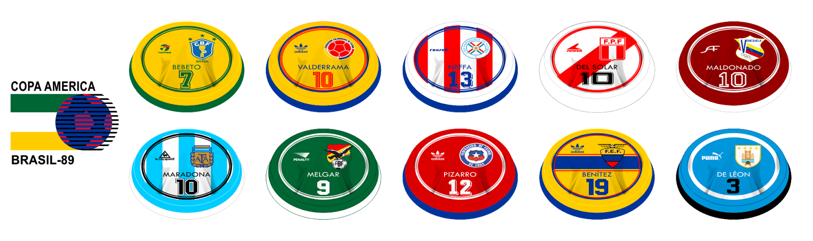 Design de botão: Copa América 1989 - Brasil
