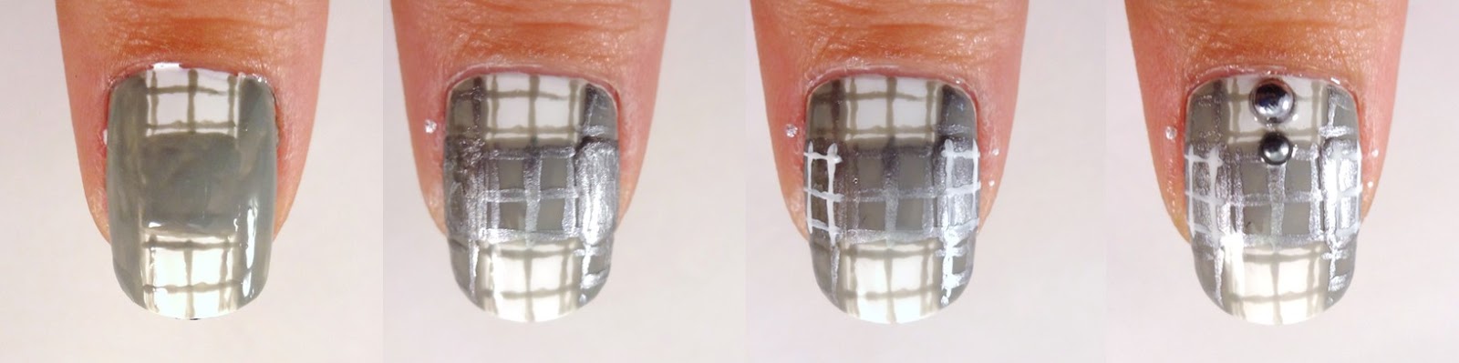 Grey Plaid Nail