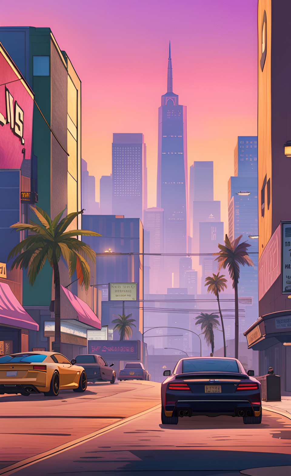 صورة مدينة ليلية في لعبة GTA