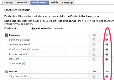 email facebook