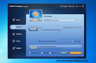 AOMEI Backupper Standard File Backup procedure