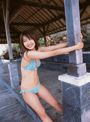 Yuuki Mihara, Japanese Girl, Sexy Hot Blue Flower Bikini