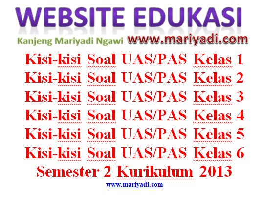 Kumpulan Kisi-kisi Soal UAS/PAS Kelas 1 2 3 4 5 6 Semester ...