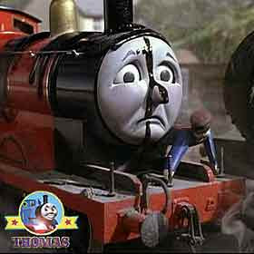 Thomas & friends James the tank engine was in a mess coated black from buffers to boiler in tar