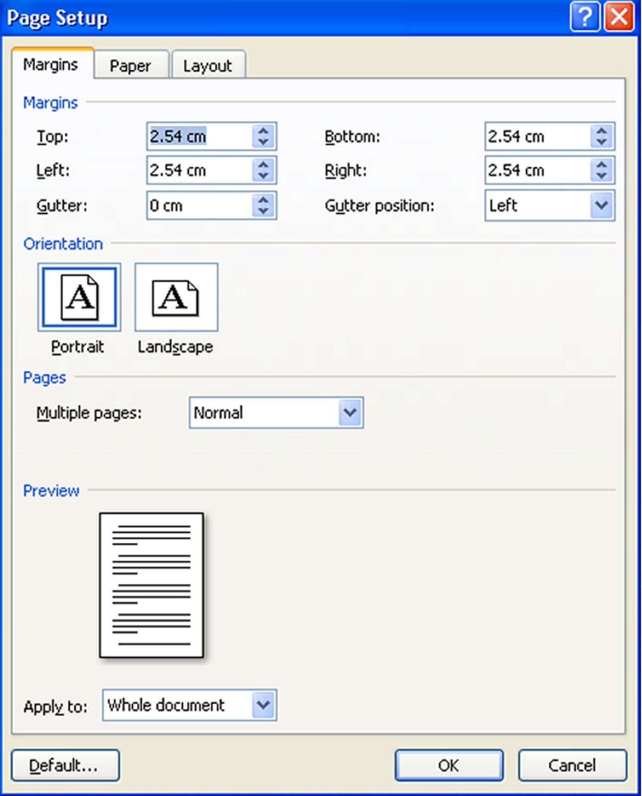 MENGATUR UKURAN KERTAS ( PAGE SETUP) PADA MS OFFICE WORD 