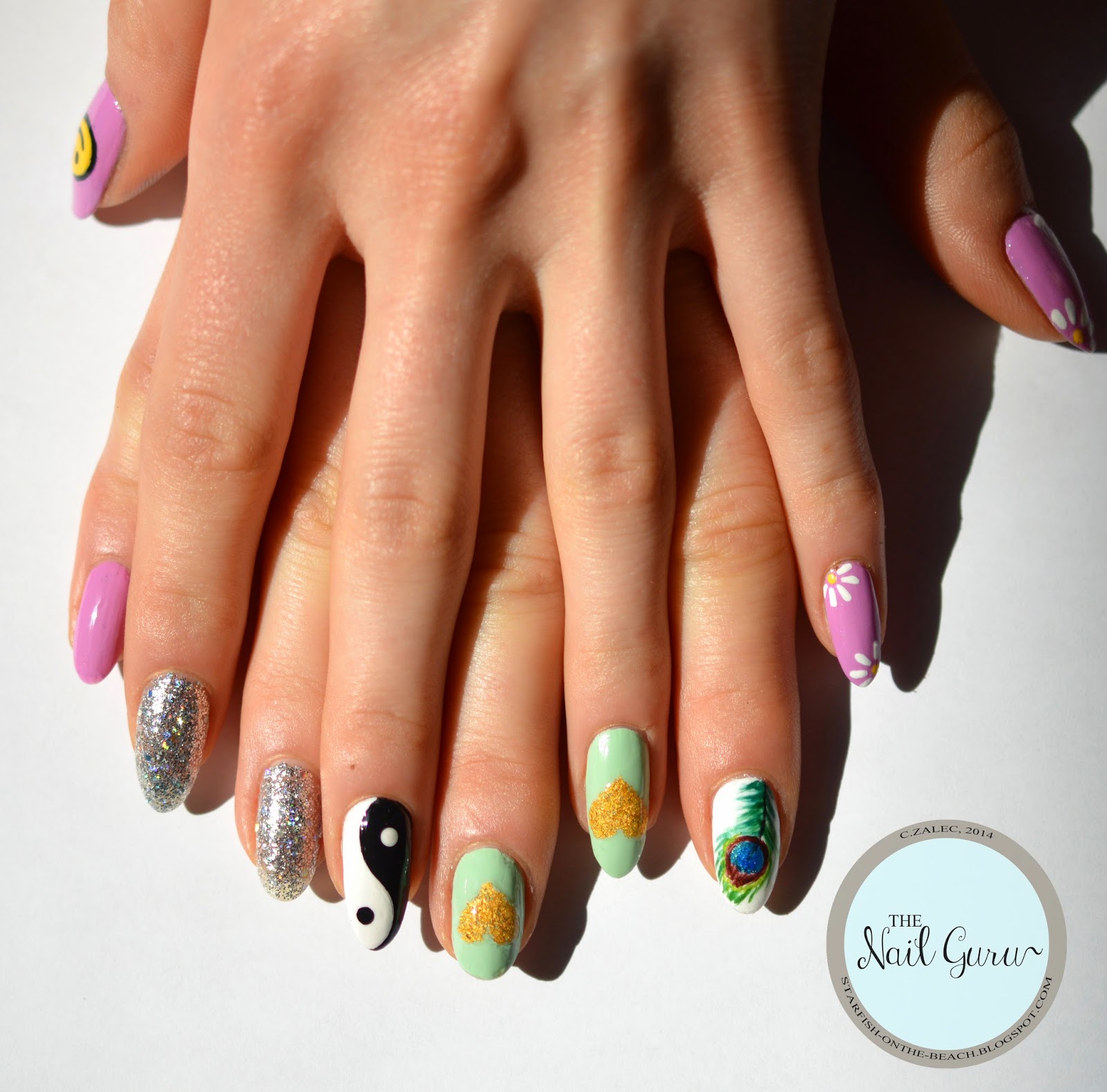 pic Black And White Acrylic Nails With Smiley Face And Sad Face starfish on the beach 2014