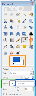 Narzędzie pędzla i jego ustawień w programie Gimp