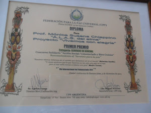 PRIMER PREMIO en la categoria SERVICIO EN GENERAL por el proyecto VIVAMOS CON ALEGRIA