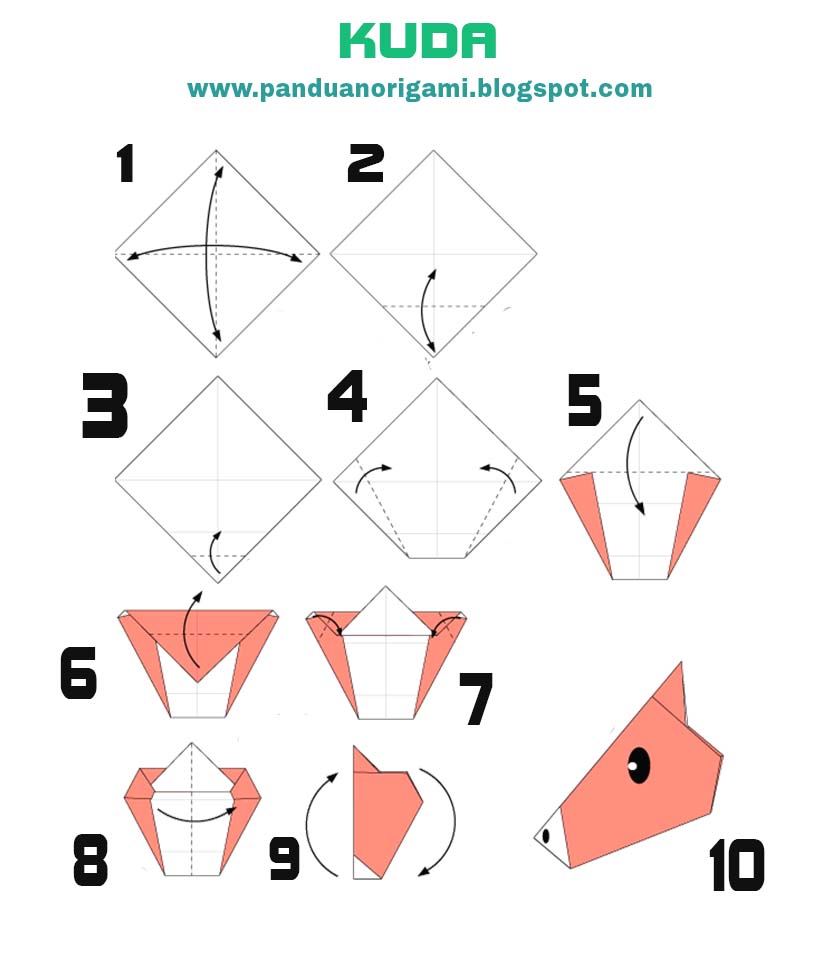 Gambar Membuat 14 Kerajinan  Origami Bentuk  Kepala Hewan  