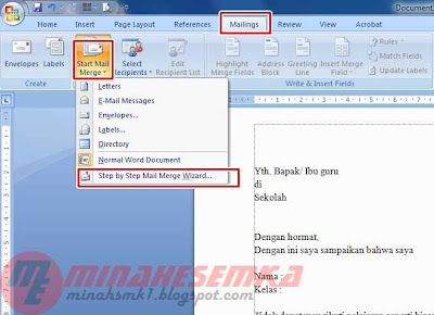 Membuat Mail Merge Di Microsoft Word