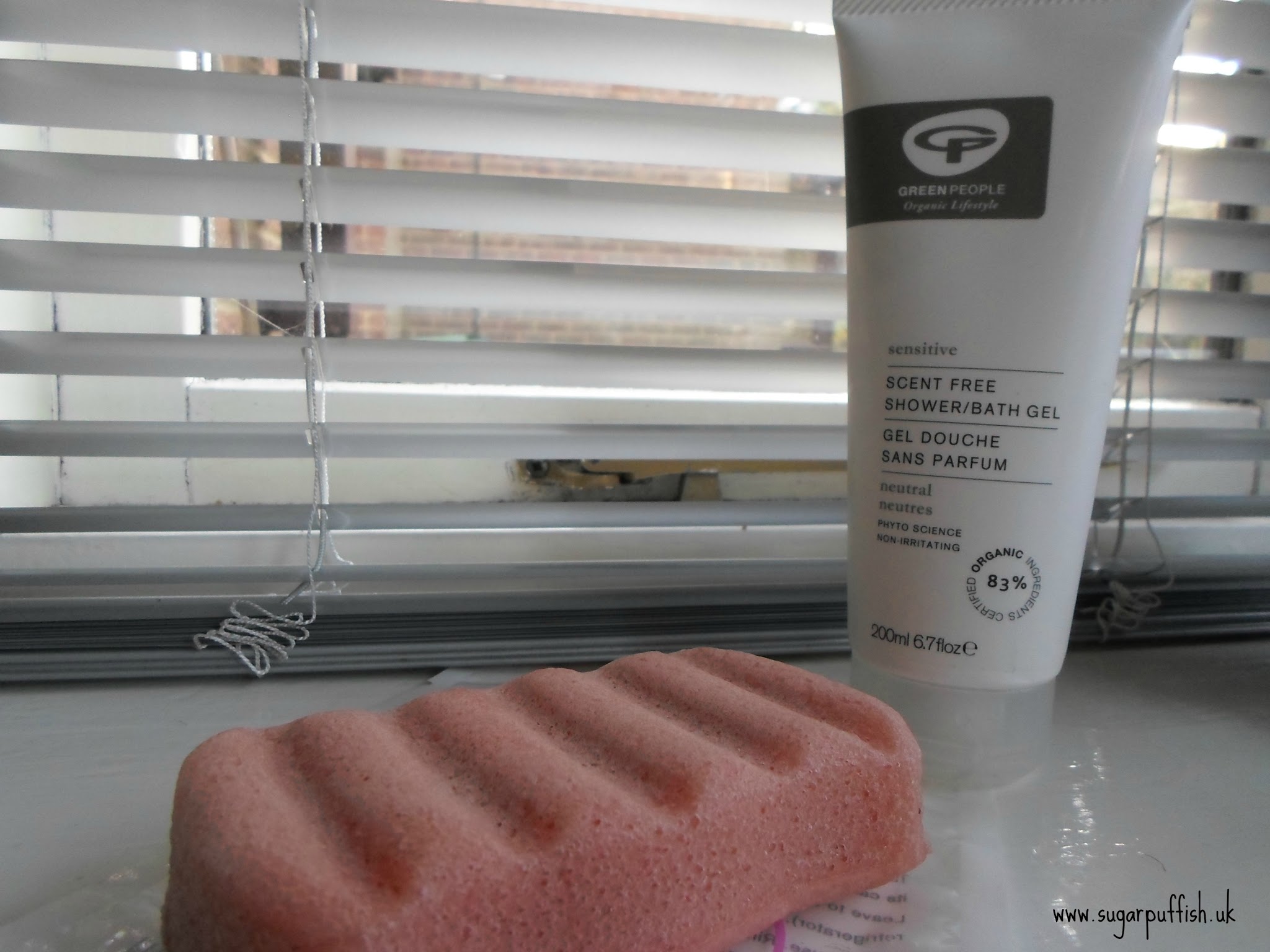 Konjac Pink Clay Bath Sponge & Green People Scent Free Shower Gel