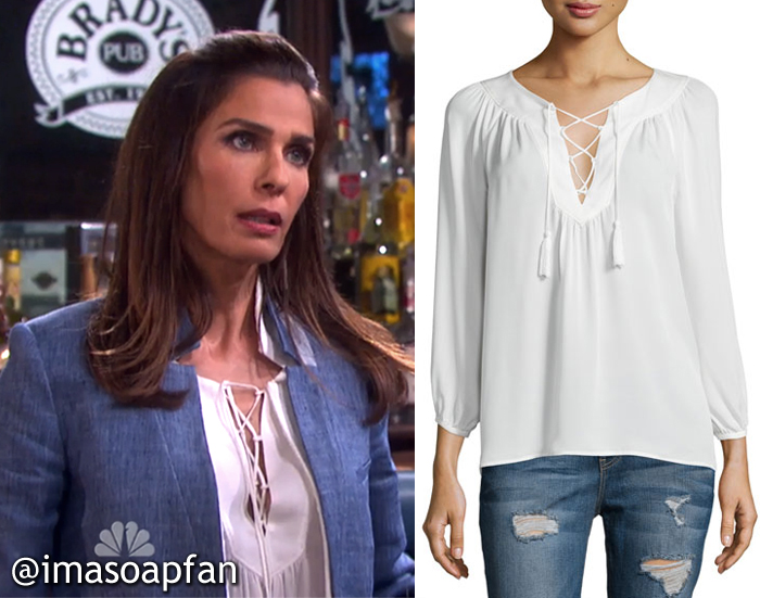 Hope Brady's White Silk Lace-Up Top - Days of Our Lives, Season 51, Episode 09/21/16