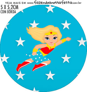 Blondie Wonder Woman Free Printable Cupcake Wrappers and Toppers.